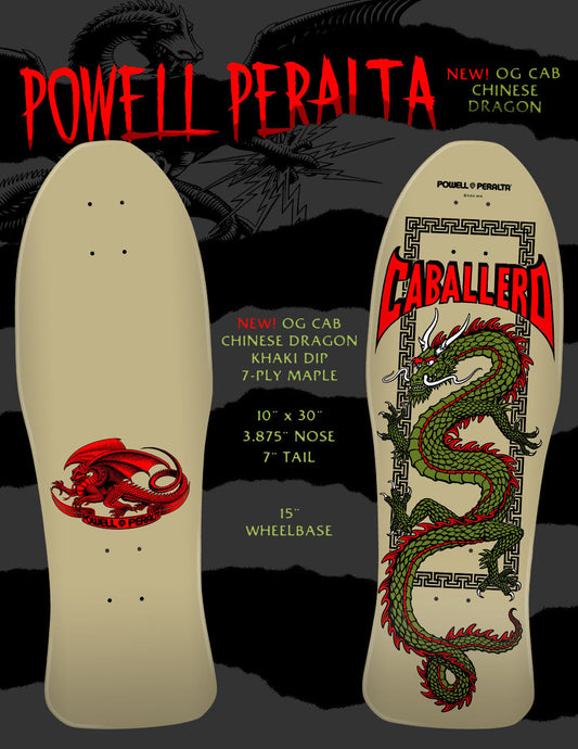 *Pre-Order* Powell Peralta Caballero Chinese Dragon Khaki 10" Skateboard Deck