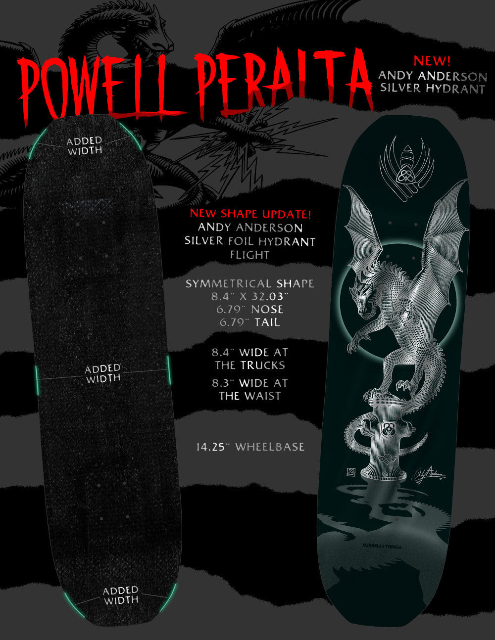 *Pre-Order* Powell Peralta Pro Andy Anderson Hydrant Silver Foil Flight 8.4" Skateboard Deck