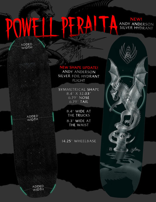 *Pre-Order* Powell Peralta Pro Andy Anderson Hydrant Silver Foil Flight 8.4" Skateboard Deck