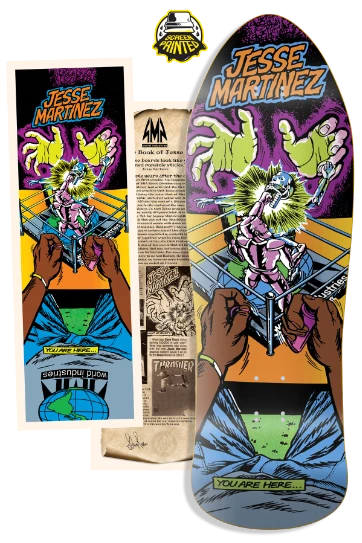 World Industries Heritage LTD Edition Jesse Martinez Rock'em Sock'em Screenprinted Old School Skateboard Deck - 10.126