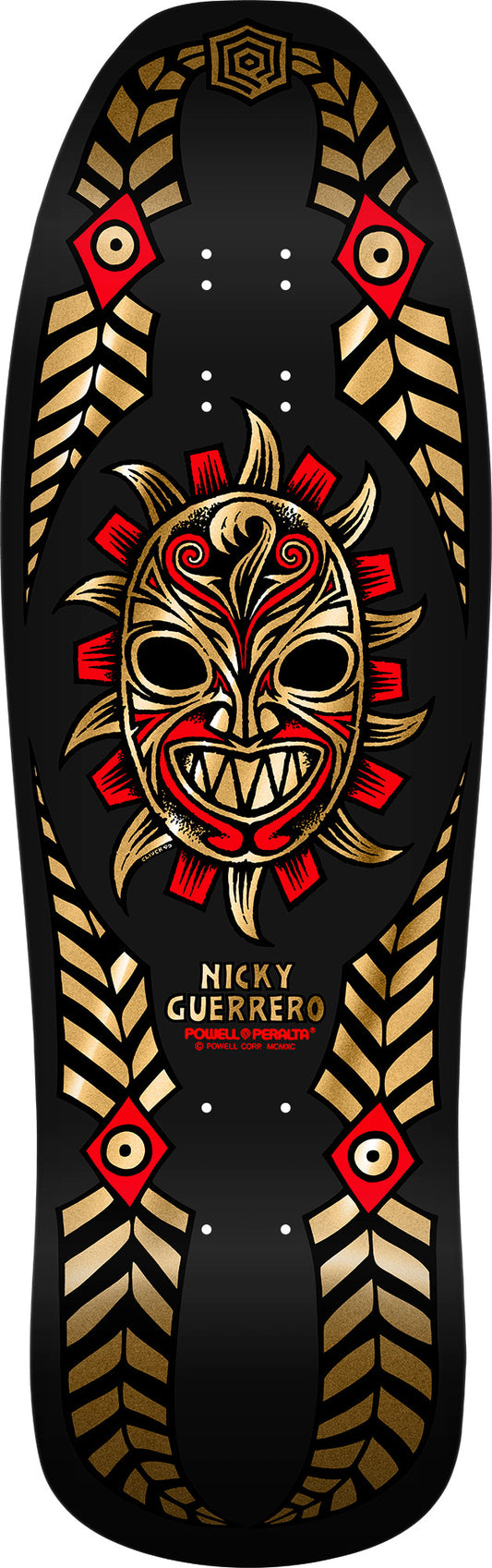 **Pre Order** Powell Peralta Nicky Guerrero Mask Skateboard Deck Black / Gold Foil - 10 x 31.75