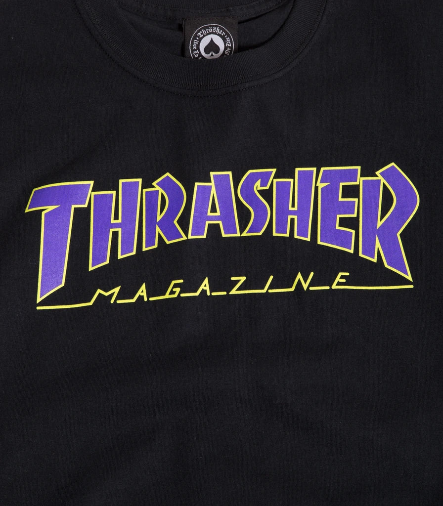 Thrasher Outlined T-Shirt (Black/Purple/Green)