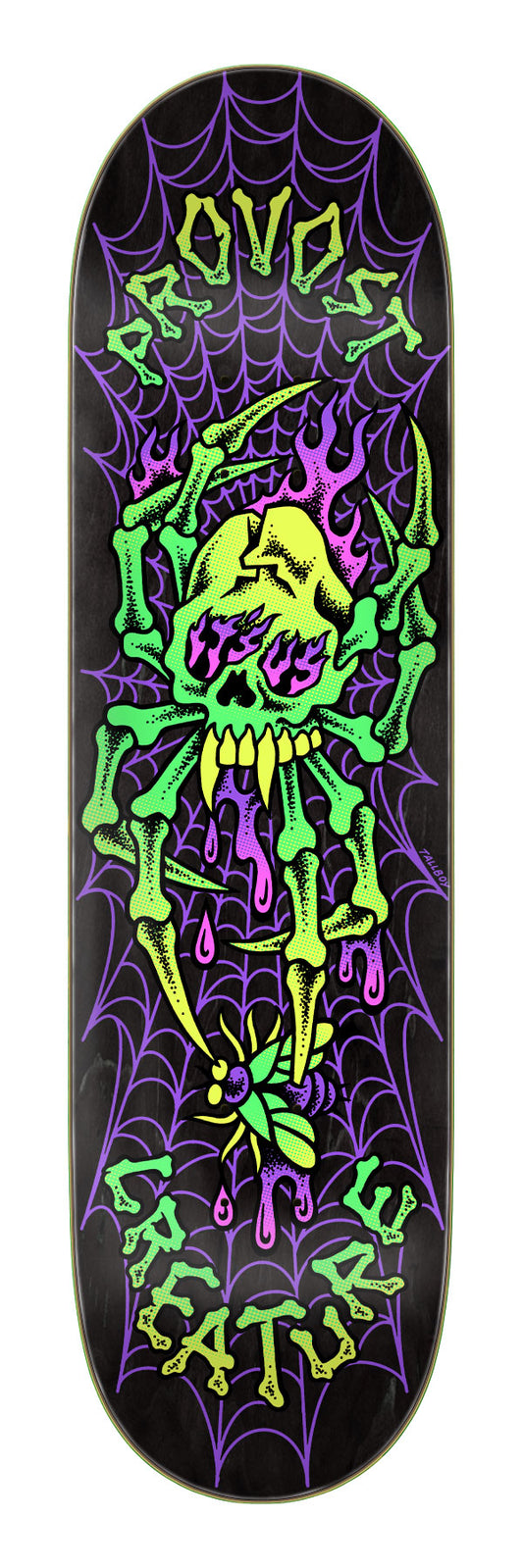 8.47in Collin Provost Skull Spider Creature Skateboard Deck
