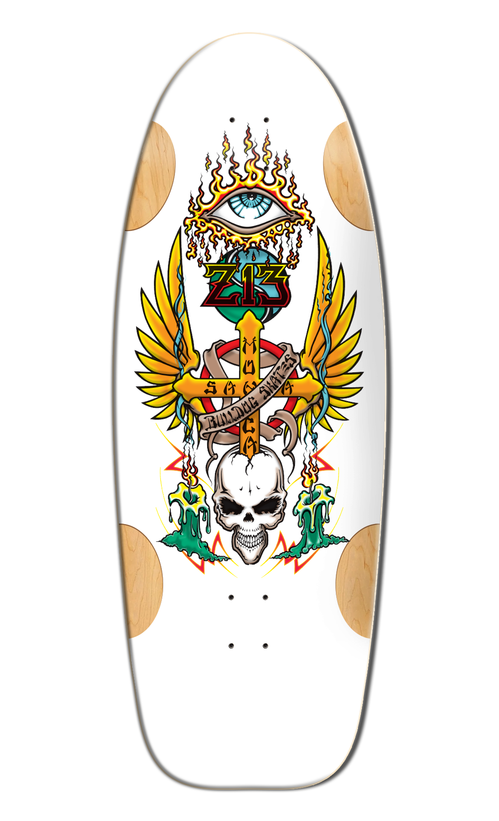 Bull Dog Designs Wes Humpston Z-13 Skateboard Deck WHITE FORMICA 33"x 11.875"x WB 18.5"