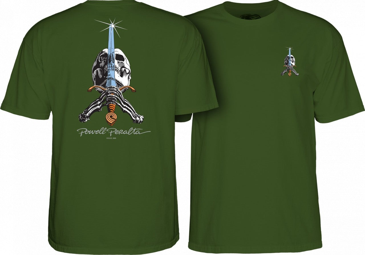 Powell Peralta Old School Skull & Sword T-Shirt (Military Green)