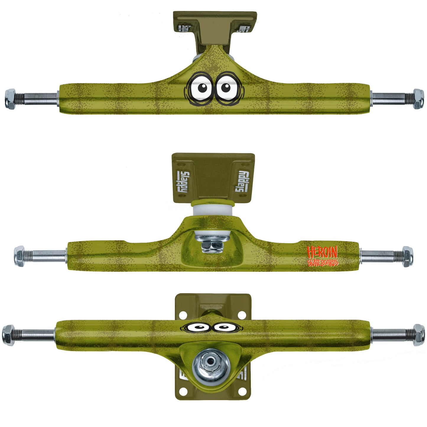 Slappy X Heroin Skateboard Trucks ST1 Hollow Pickle Green 9.5" (Pair)