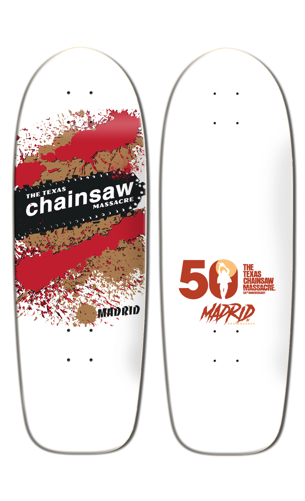 **FLASH SALE** Texplosion Texas Chainsaw Massacre Limited Edition Red and Gold Explosion Graphic Marty Shape 29.25 x 9.5 WB15 No Grip Tape