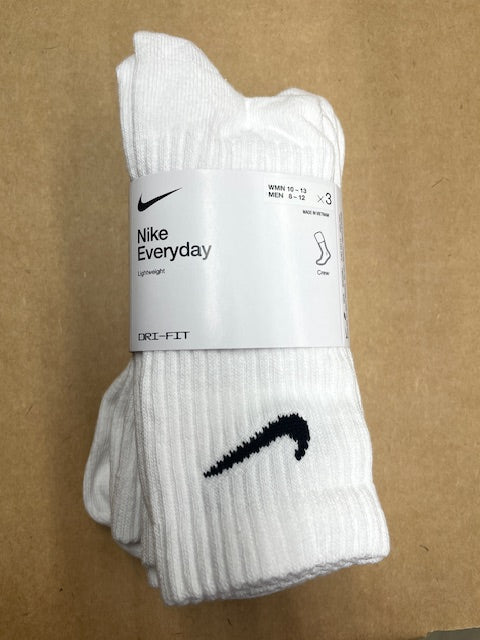 Nike Everyday Lightweight Crew Socks - 3 Pack/Large - (White)