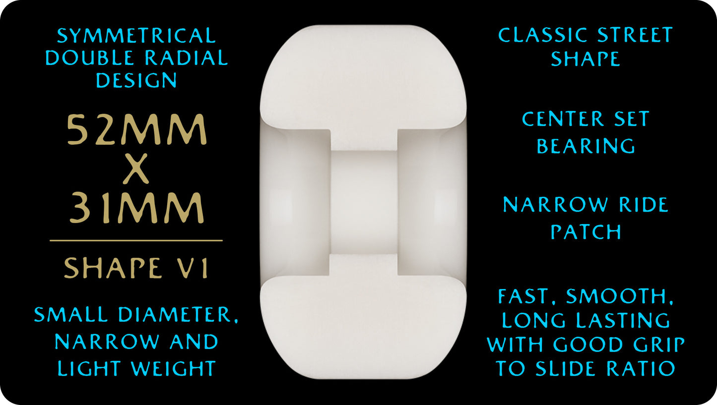 Powell Peralta Zach Doelling Pro Dragons 97A - V1 Symmetrical Shape - Narrow Ride Patch - 52mm x 31mm 97A V1 Skateboard Wheels 4pk