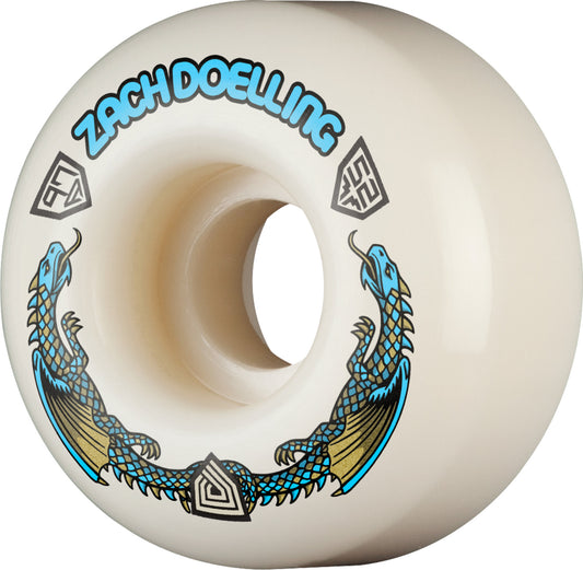 Powell Peralta Zach Doelling Pro Dragons 97A - V1 Symmetrical Shape - Narrow Ride Patch - 52mm x 31mm 97A V1 Skateboard Wheels 4pk
