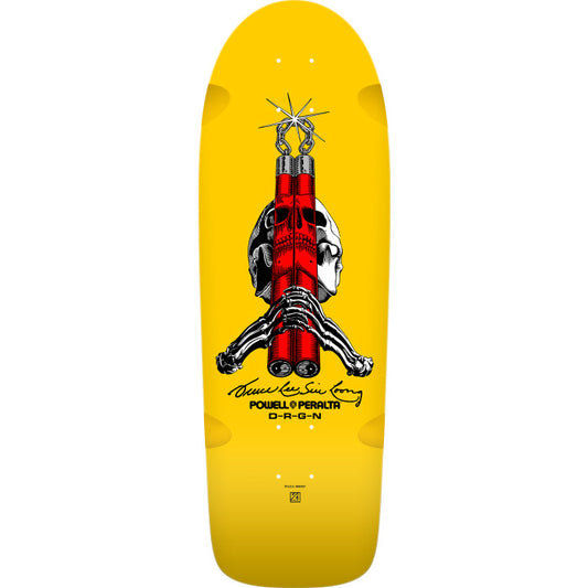Powell Peralta Skull & Nunchucks Bruce Lee Collab Skateboard Deck Yellow - 10 x 30