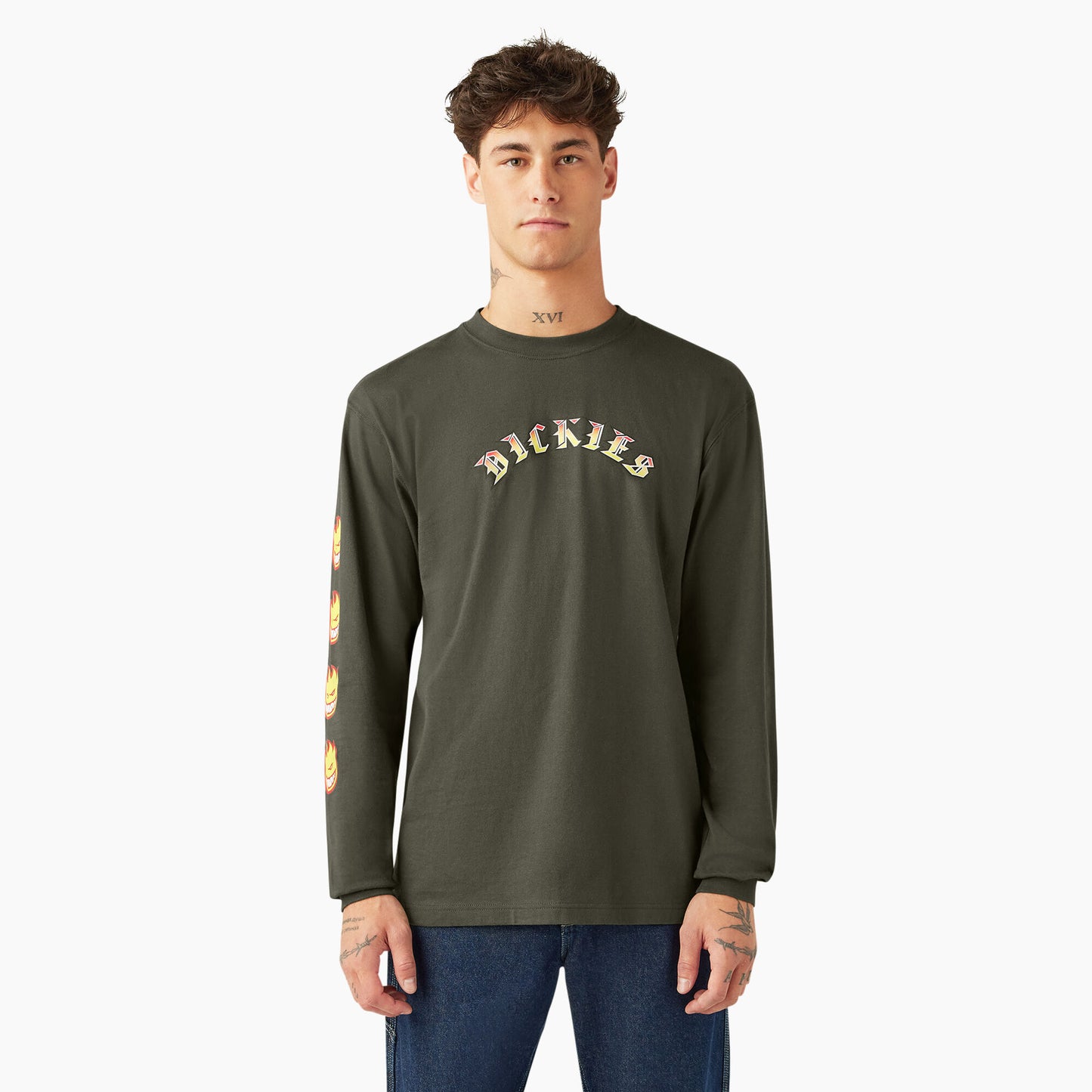Dickies X Spitfire Long Sleeve T-Shirt (Olive Green)