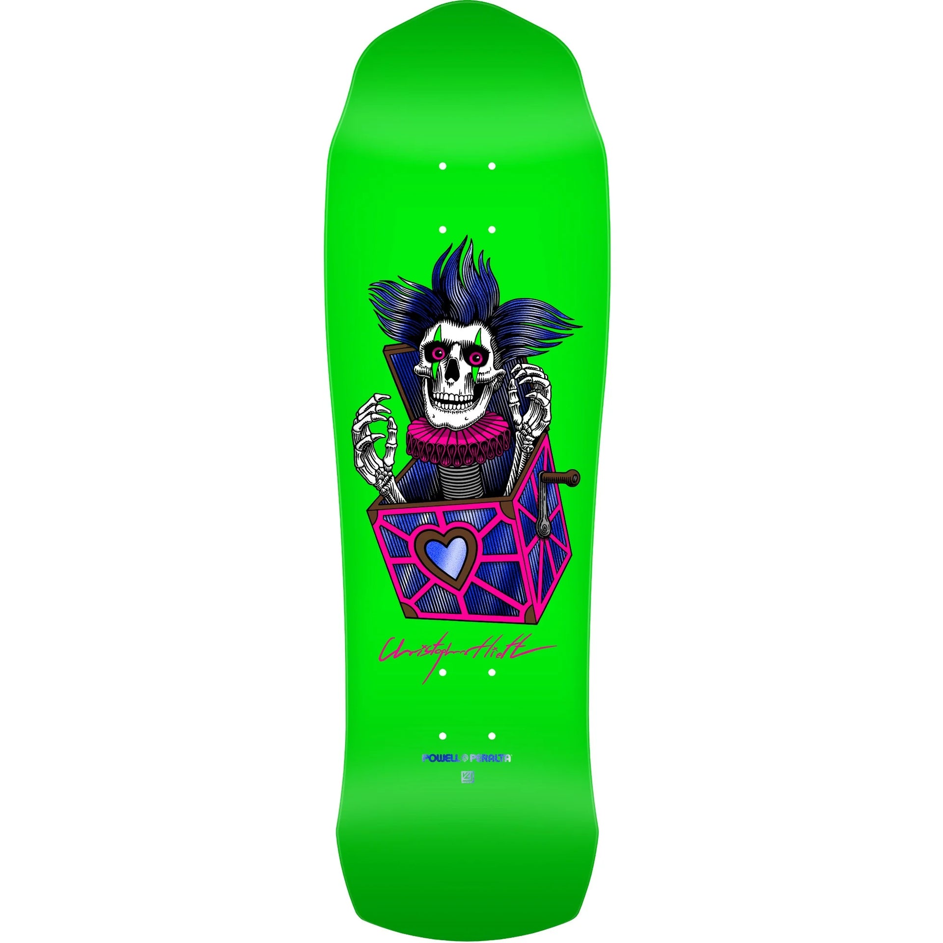 スケートボード Powell Peralta Chris Hiett Skull FLIGHT Powell Peralta Chris Hiett Skull Neon Green w/ Blue Foil 9.5