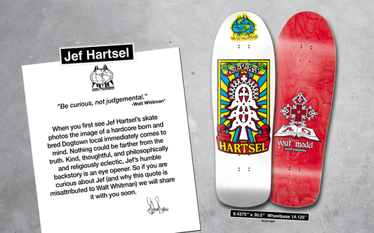 World Industries Jeff Hartsel Yout Model Old School Skateboard Deck Original Shape Heat Transfer