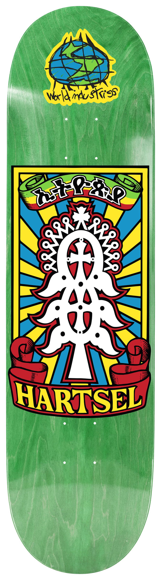 World Industries Jeff Hartsel Yout Model Popsicle Skateboard Deck Heat Transfer 8.5" GREEN STAIN ONLY