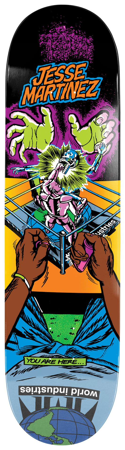 World Industries Jesse Martinez Rock'em Sock'em Popsicle Skateboard Deck Heat Transfer  8.25"