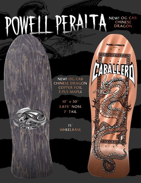 **PRE ORDER**  NEW! OG Caballero Chinese Dragon 7-Ply Maple Skateboard Deck Old School Reissue