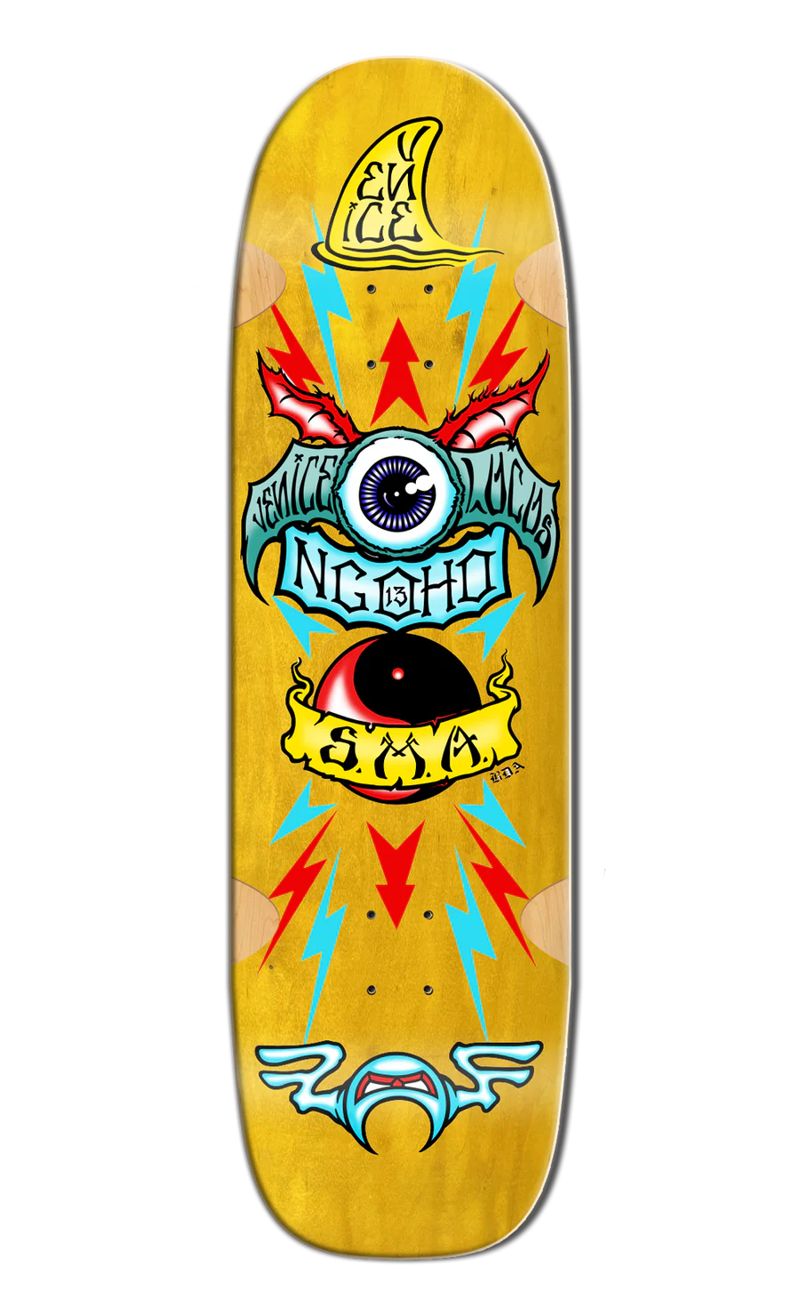 Old School SMA Wes Humpston PAT NGOHO Series Skateboard Deck (Yellow Stain)