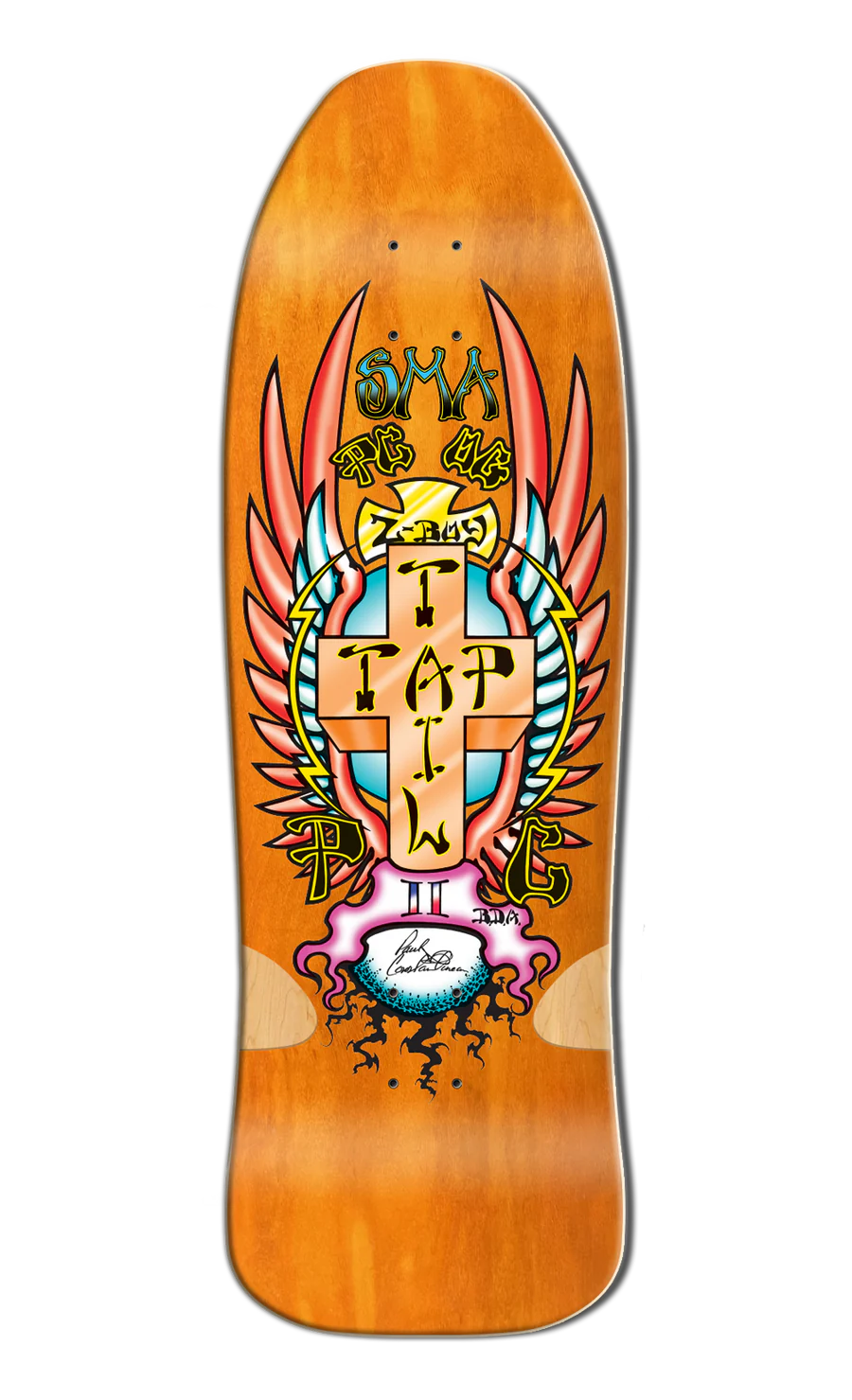 Old School SMA Wes Humpston PAUL CONSTANTINEAU Series Skateboard Deck (ORANGE STAIN)