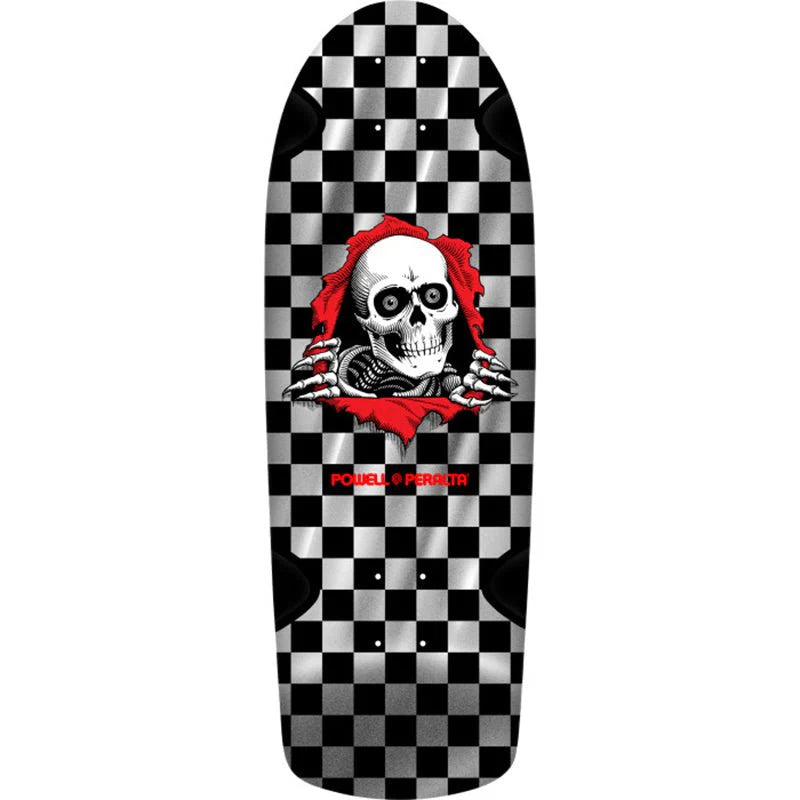 Powell Peralta OG Ripper Checker Reissue Skateboard Deck Silver Foil - 10 x 30