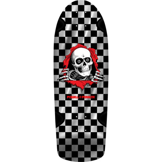 Powell Peralta OG Ripper Checker Reissue Skateboard Deck Silver Foil - 10 x 30