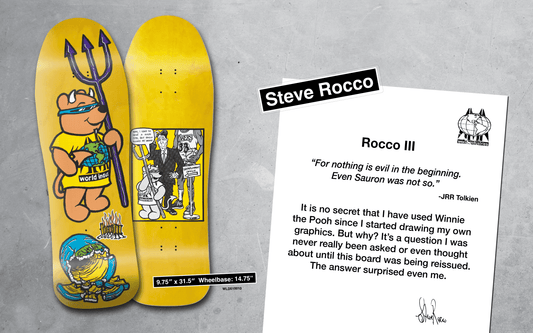 World Industries Steve Rocco III Old School Skateboard Deck Original Shape Heat Transfer