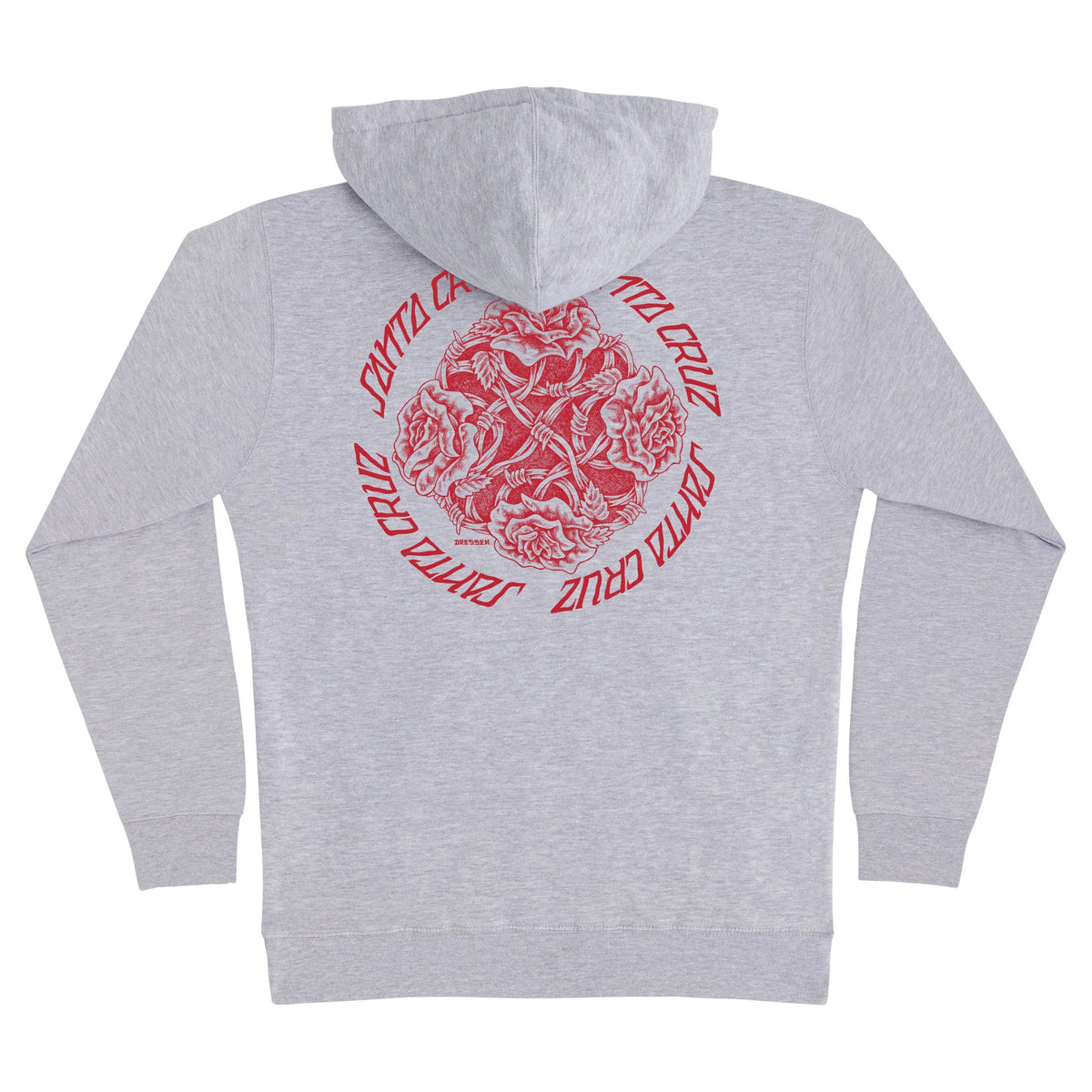 Dressen Pen Roses Center P/O Hooded Midweight shirt Sweatshirt Hoodie Grey Heather Mens Santa Cruz