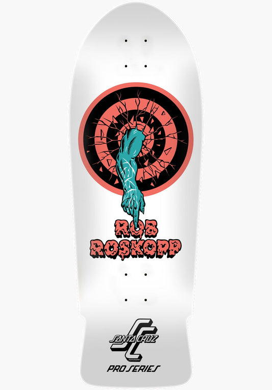 SANTA CRUZ Roskopp - Target 1 Skateboard Deck 10.35" x 30.06" WHITE Reissue