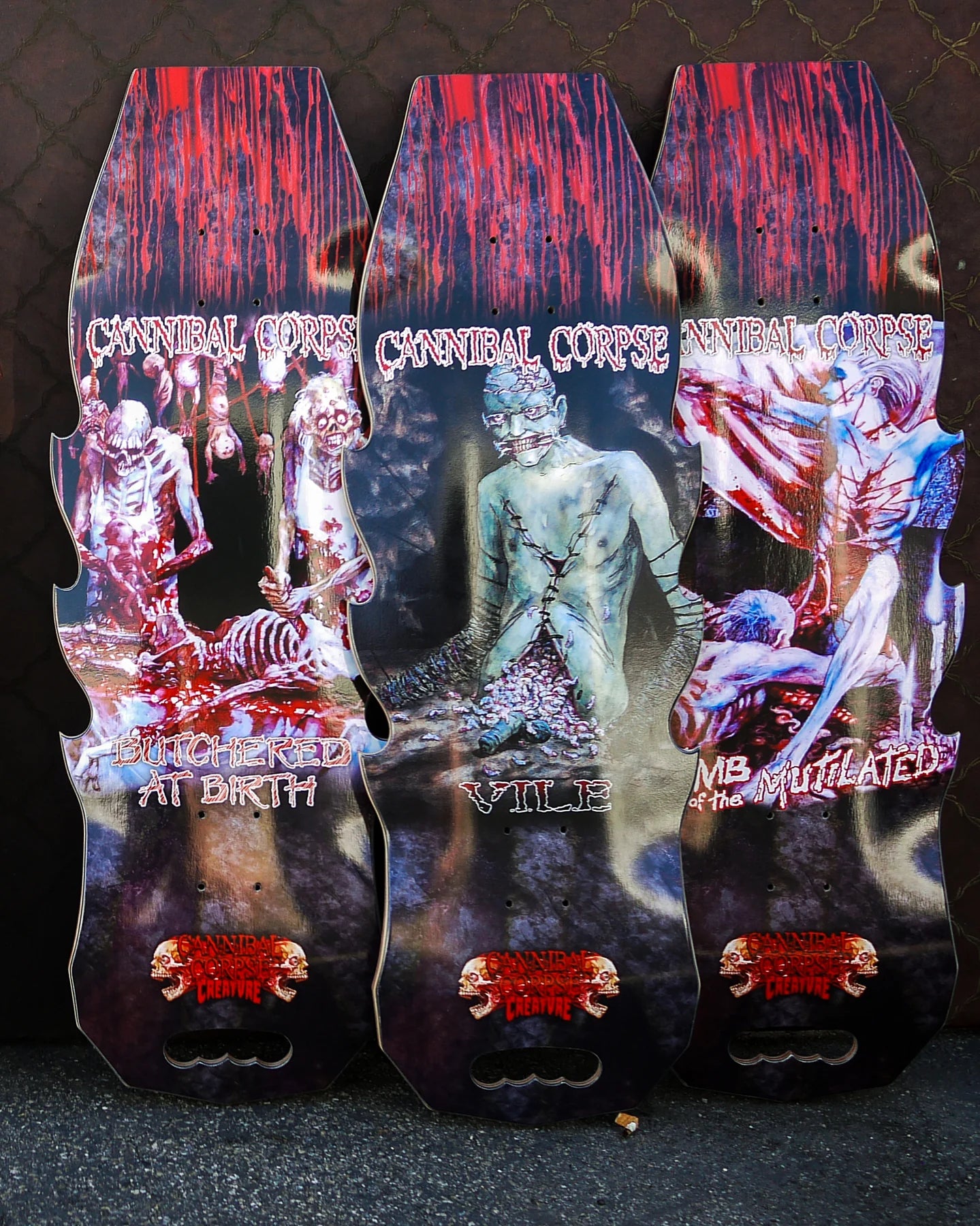 10.56in Cannibal Corpse Explicit Creature Shaped Skateboard Deck
