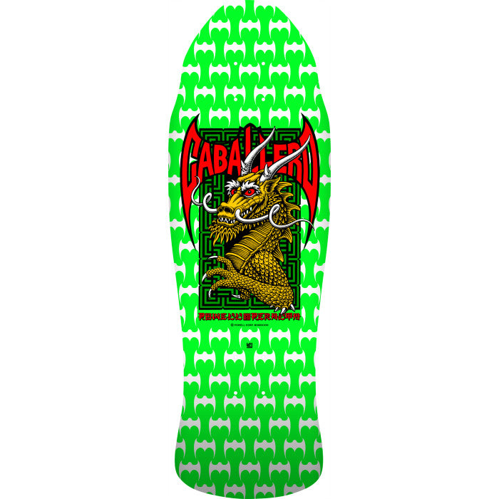 Powell Peralta Steve Caballero Street Reissue Skateboard Deck Green/White - 9.625 x 29.75