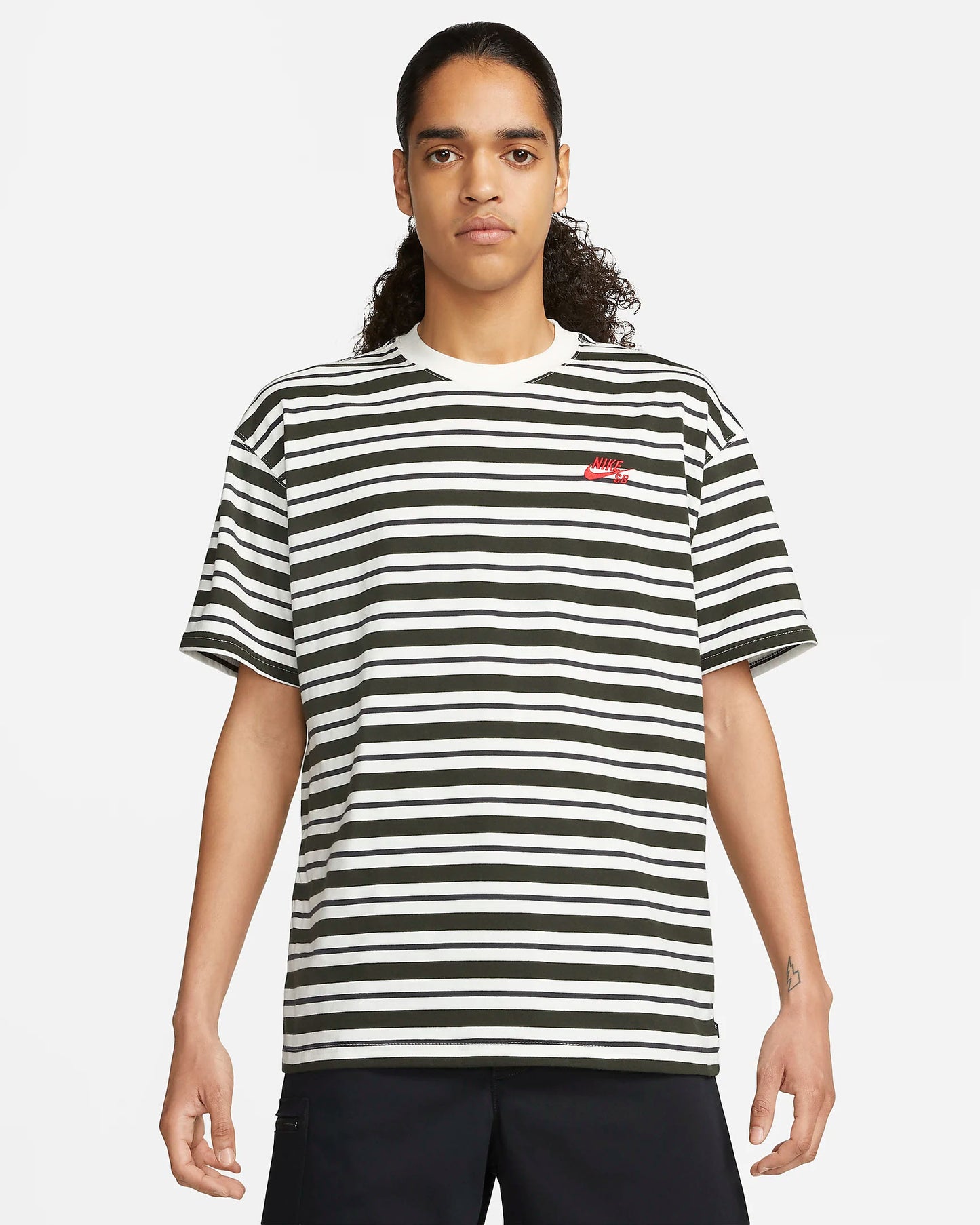 Nike SB Striped Skate T-Shirt (Sail/Dark Smoke Grey/Sequoia)