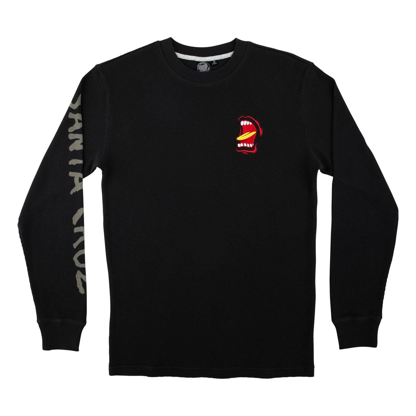 Screaming Waffle Thermal Mens Santa Cruz Longsleeve T-Shirt (Black)