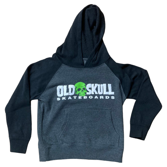 Old Skull Logo Pullover YOUTH Hooded Sweatshirt (Charcoal/Black)